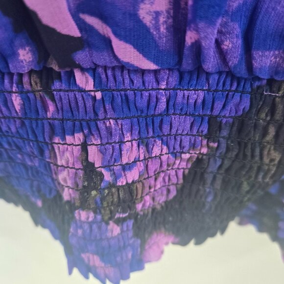 Cupcakes and Cashmere Black Purple Floral V-Neck Long Sleeved Large - Picture 8 of 11